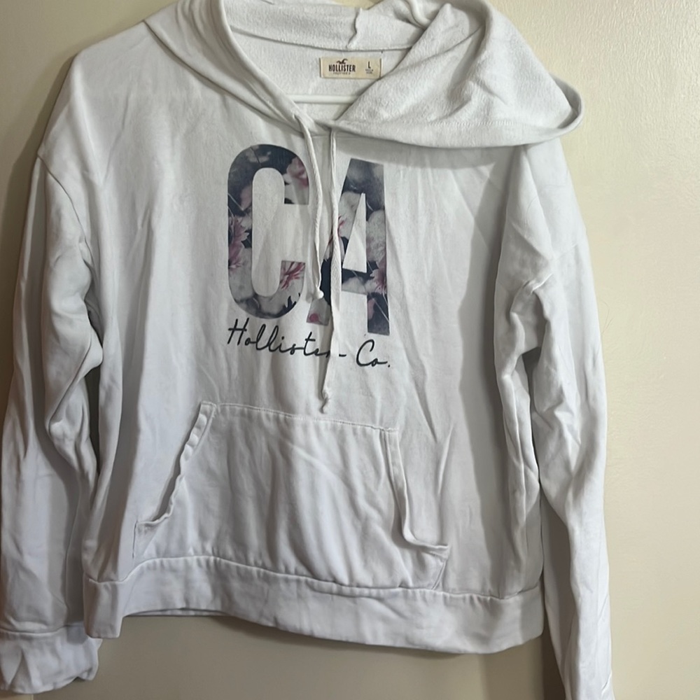 Hollister Large juniors women’s hoodie white CA sweatshirt fall